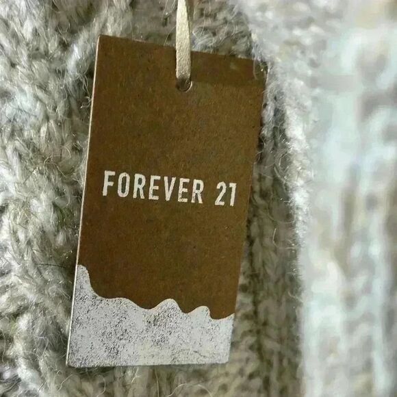 Forever21 Knit Distressed Turtleneck Womens Sweater Dress Sweater M Oatmeal 0017 - Picture 7 of 11